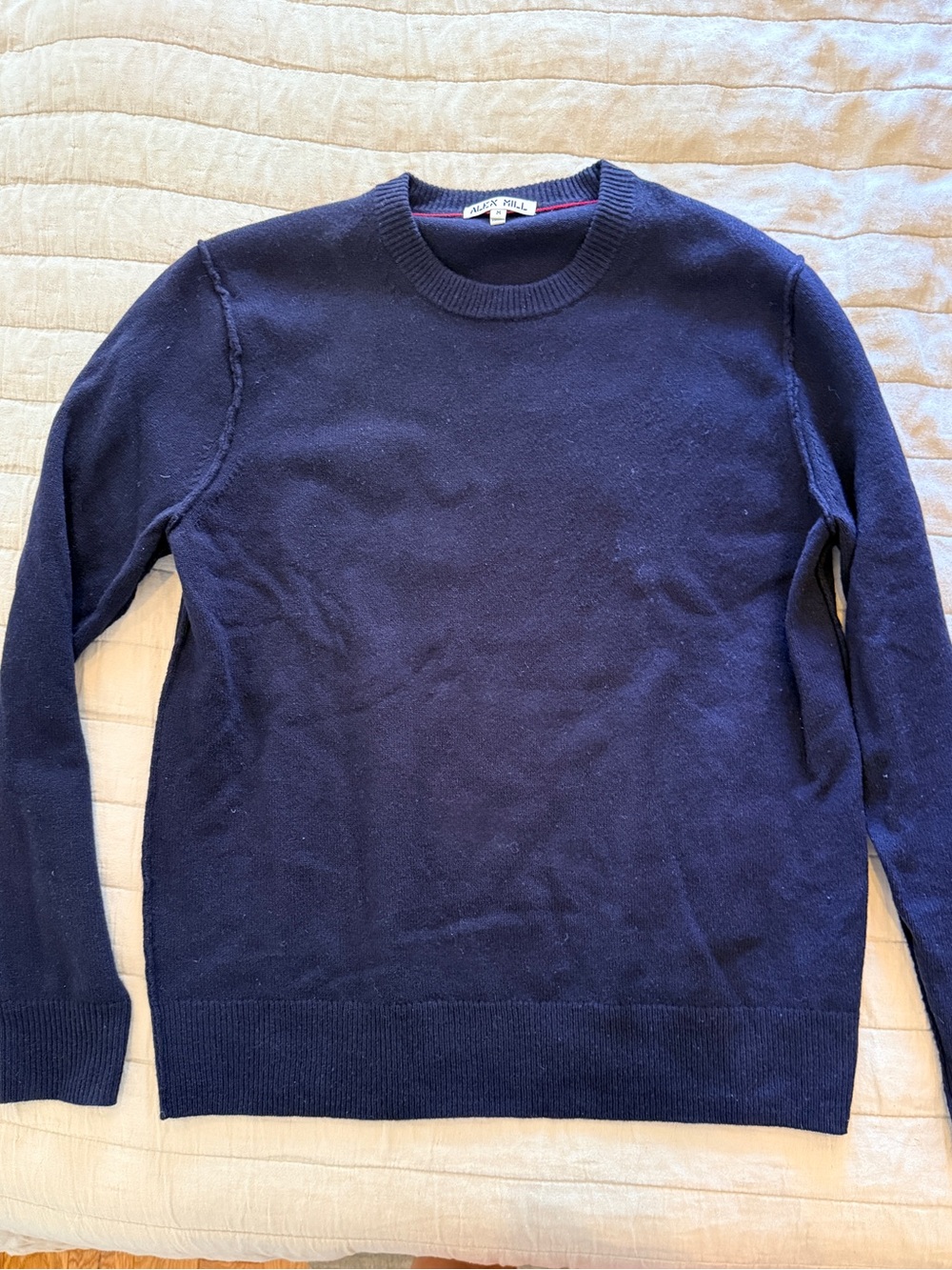 Alex Mill Mens Merino Wool Crewneck Sweater, Navy, Size Medium